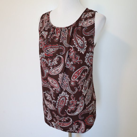 ANN TAYLOR LOFT Medium Sleeveless Blouse Burgundy - Picture 2 of 7